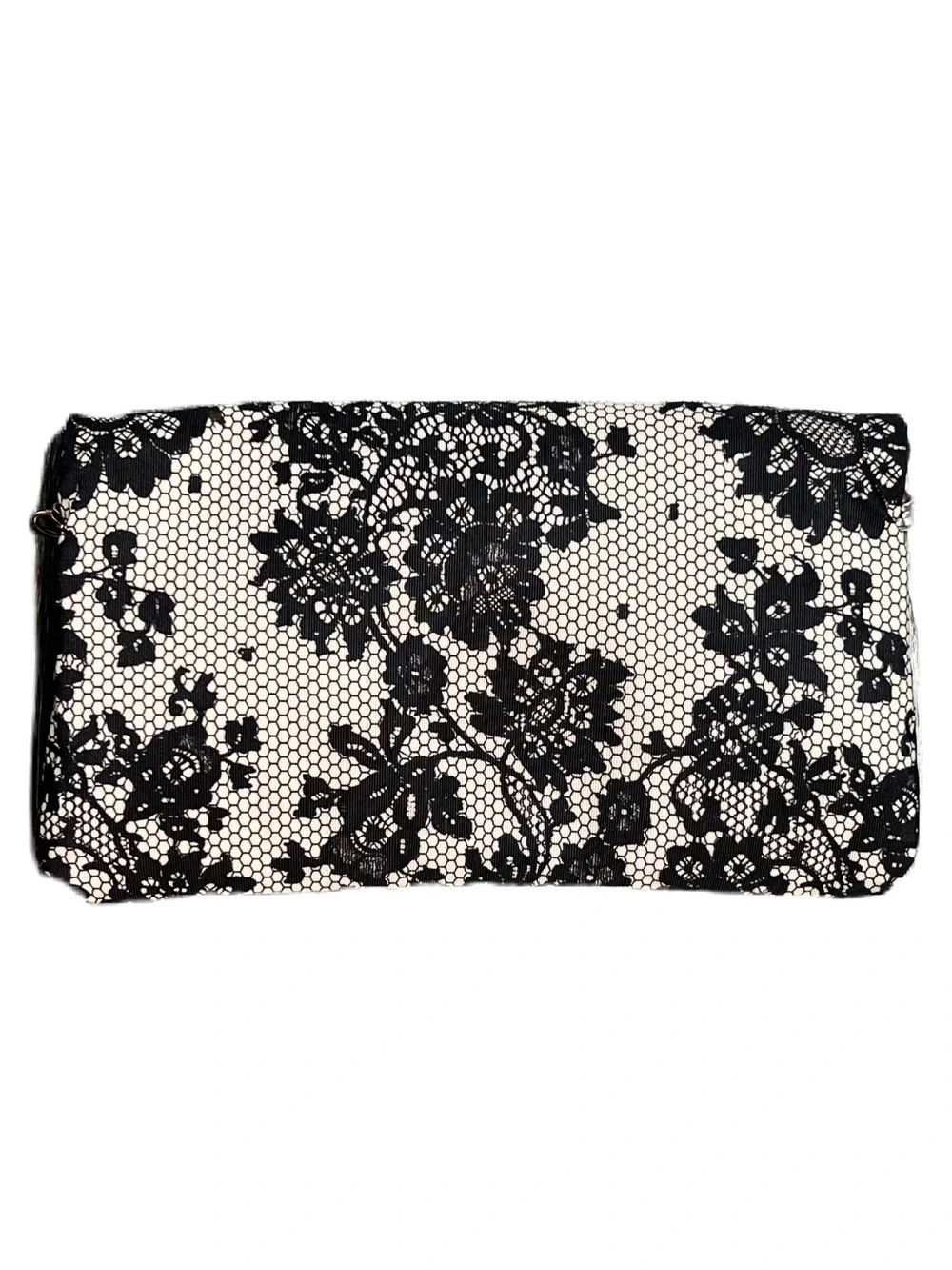 Alfani Black & White Lace Chain Shoulder/ Clutch bag, removable chain